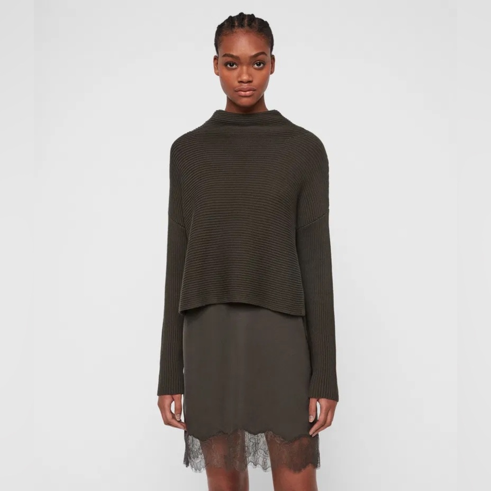 All Saints 2 Piece Set - Eloise 2-in-1 Dress & Sweater in Dark Olive